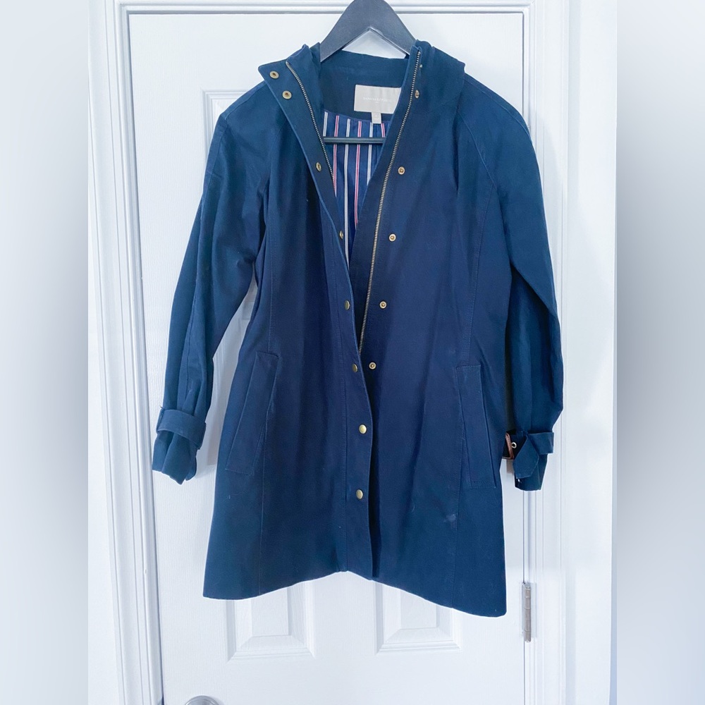 Banana Republic Navy Hooded Trench Coat! - Women | Color: Blue | Size: S